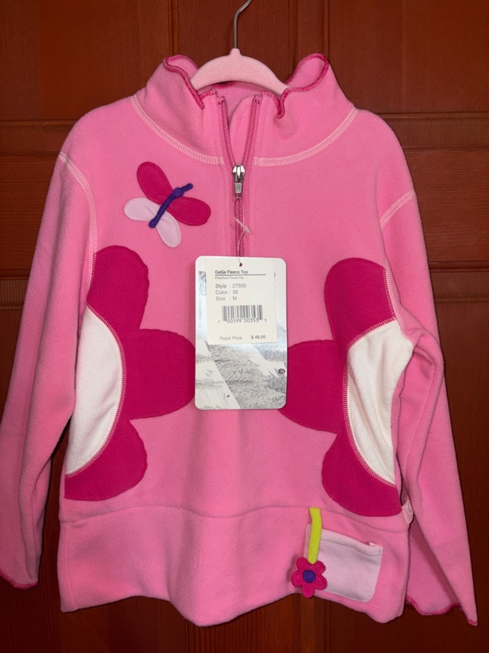 Obermeyer Pink & Fuchsia Girls' Fleece Pullover with Butterfly